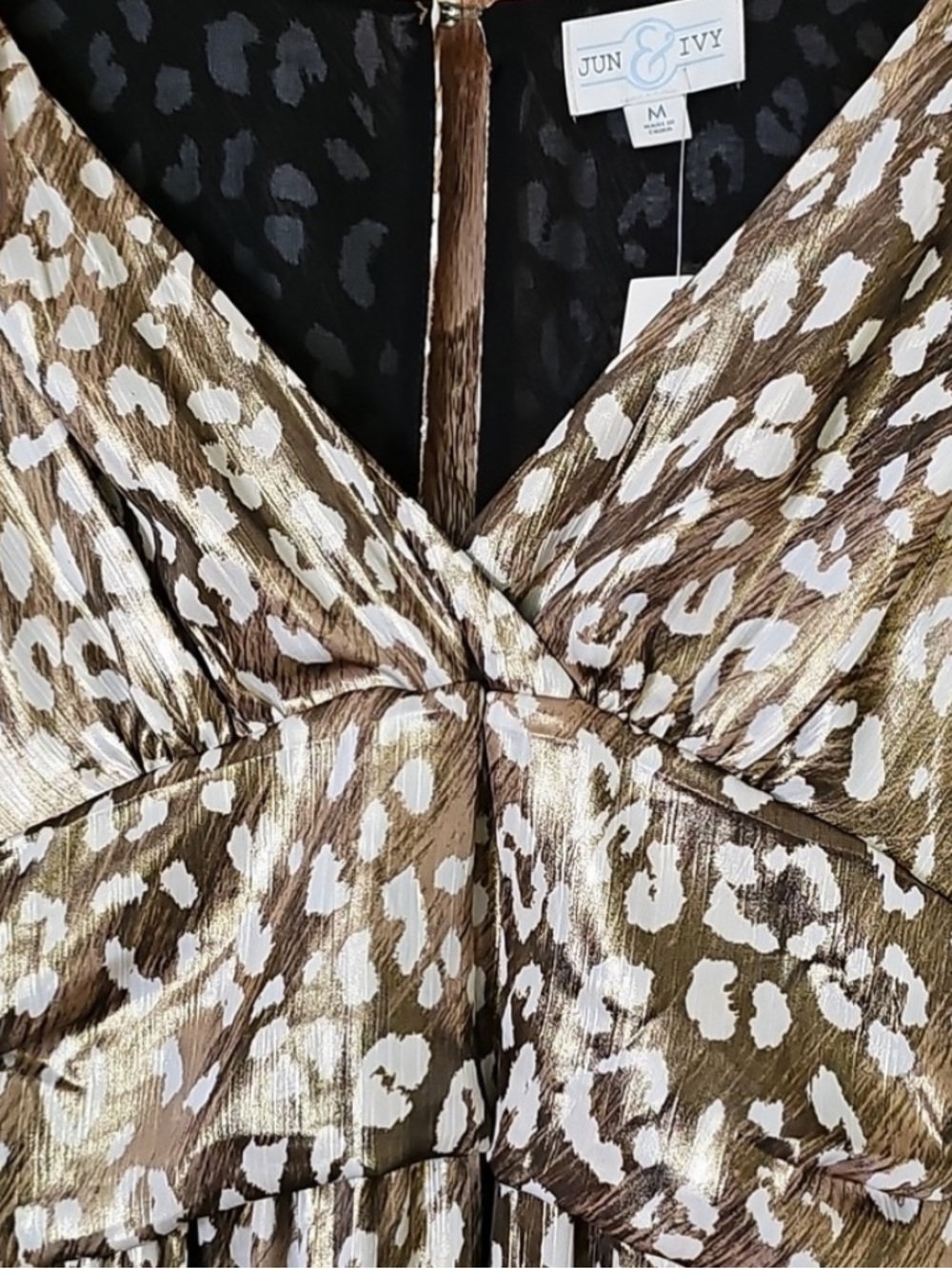 Francesca's Collections Limelight Lurex Leopard Maxi Dress Formal Evening Gold - Picture 5 of 8